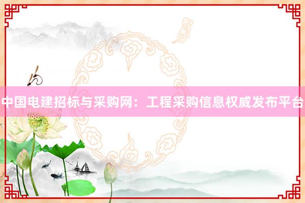 中国电建招标与采购网：工程采购信息权威发布平台